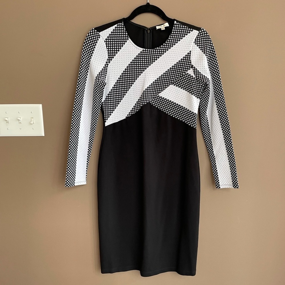 Shoshanna Long Sleeve Color Block Dress Black‎ 4